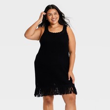 Women Mini Sweater Dress - A New Day Black XXL