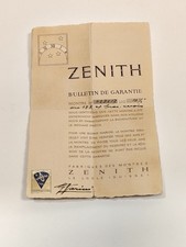 Zenith Garanzia per orologio In Oro. Anni '70. Raro.
