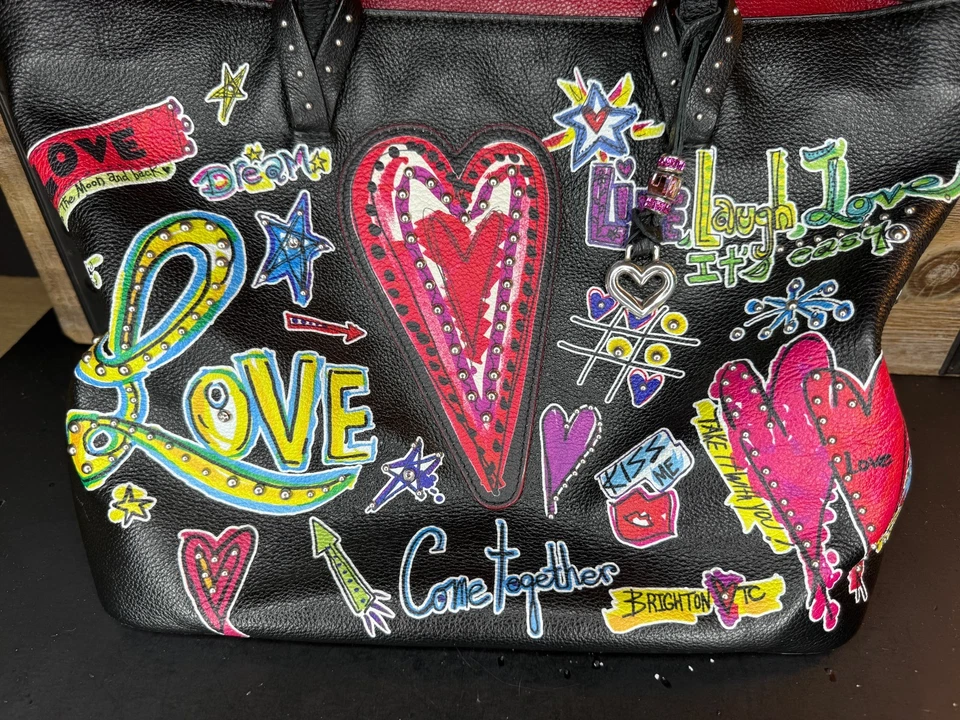 RARE Brighton Fashionista Love Scribble Tote Bag Grafitti RETIRED Black Purse - Image 3 of 4