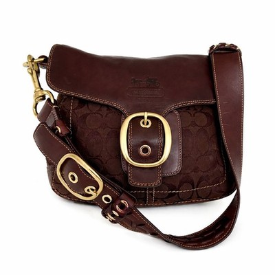 Vintage COACH 11419 Bleecker Legacy Tattersall Flap Brown Leather