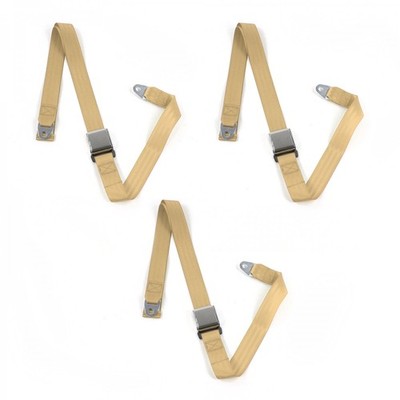 Ford 1932  Model B  Airplane 2pt Tan Lap Bench Seat Belt Kit - 3 Belts SafTboy 