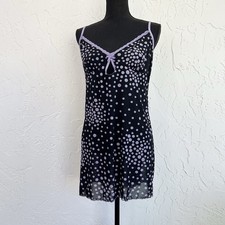 Secret Treasures Black Purple Polka Dot Sheer Mesh Keyhole Nightgown Chemise XL