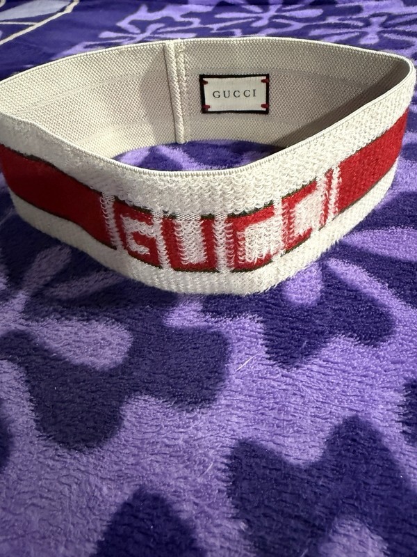 Authentic GUCCI Logo Striped Elastic Headband Made In Italy 