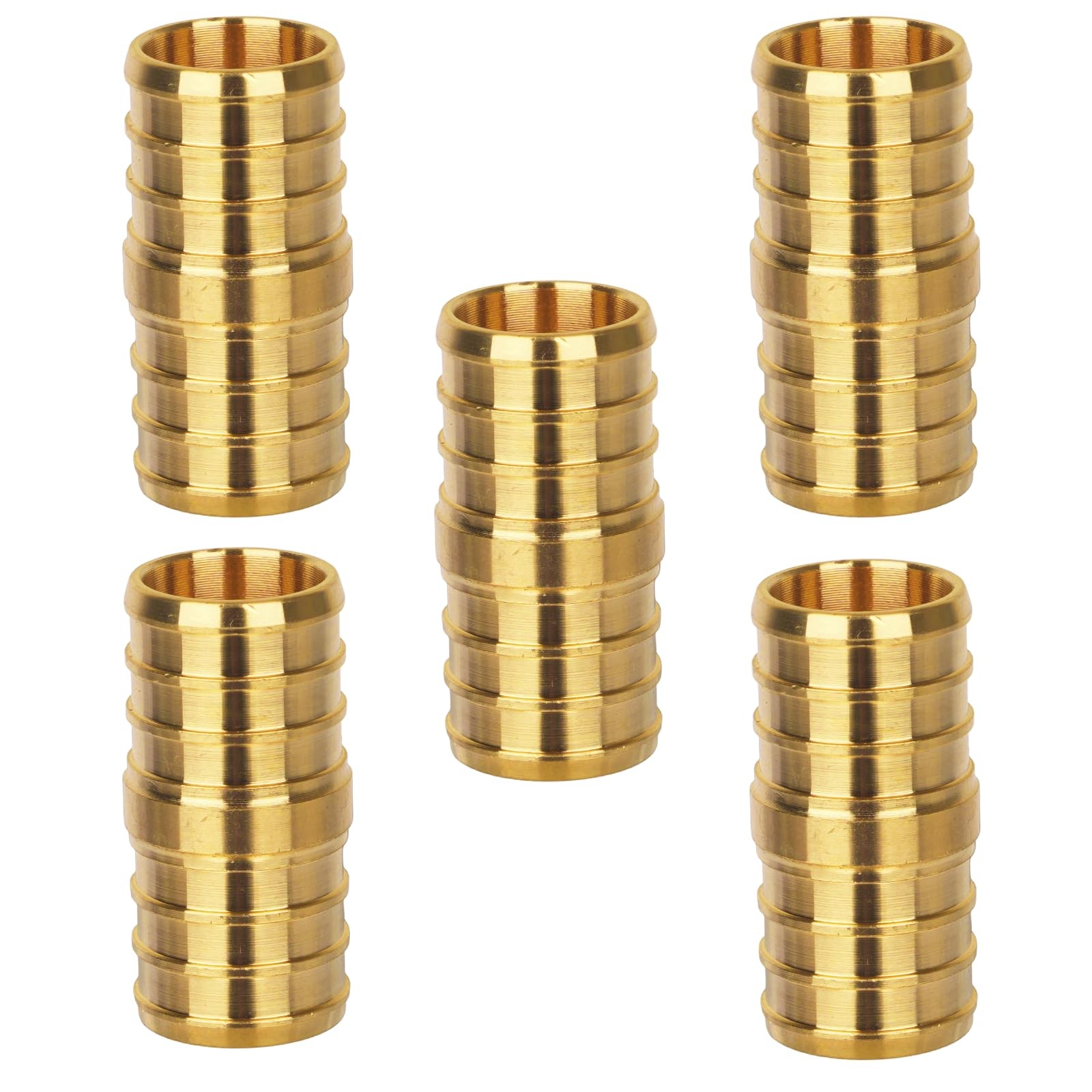 3/4 Inch Pex Coupling HeavyDuty Brass Crimp Fitting NSF UPC Certified 5 PCS