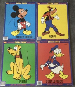 VINTAGE JAYMAR DISNEY PUZZLES — MICKEY, DONALD, GOOFY, PLUTO  — LOT OF 4 — USED