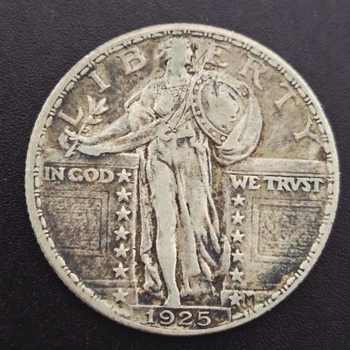 1925-P Standing Liberty Silver Quarter Fine - 25c US Coin Natural Tone