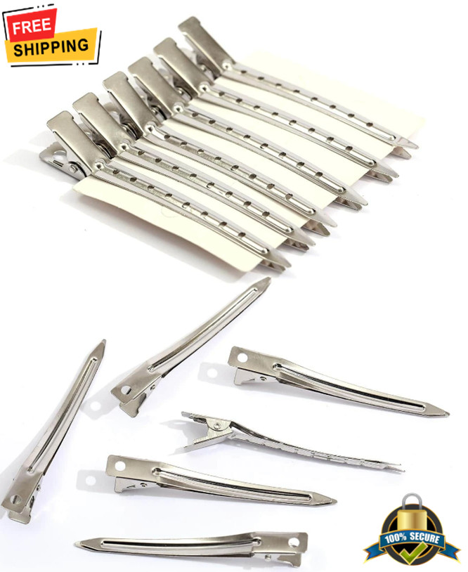 10 Pcs 9Cm Silver Metal 8-Claw Hair Clips For Salon Styling & Hairdressing