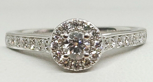 18ct White Gold 0.25ctw Diamond halo engagement ring - Picture 2 of 14