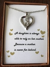 Mother and Daughter Silver Necklace w/ love poem/Gift
