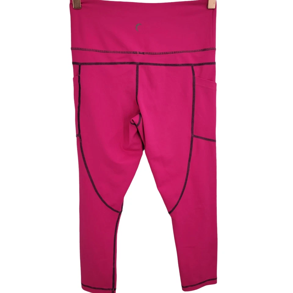 Leggings capri recortados con bolsillo rosa neón Zyia Foto 3 de 4