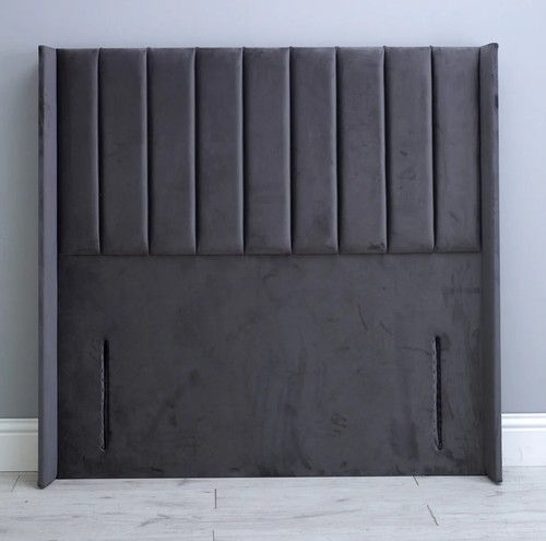 Cabecero diván de pie con alas de panel 4 paneles 54 pulgadas de alto terciopelo de felpa - Imagen 3 de 6
