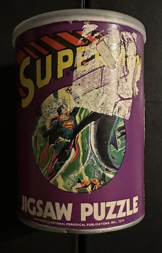 1974 Superman Jigsaw Puzzle 200 Pc in Can Missing 1 Piece Good Cond FREE SHIP - Picture 3 of 5
