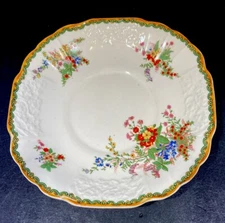 Porcelain Myott  Staffordshire Saucer Made In England Flower Design 6 1/4 In 