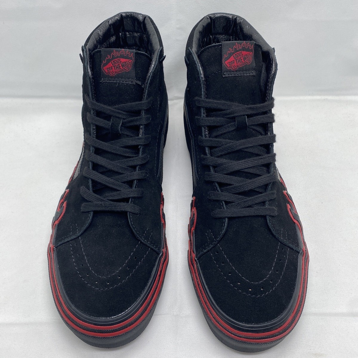 VANS Sk8 Hi Flame, Mens US Size 11.5 / Womens 13 Suede Black / Red