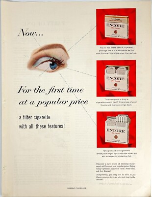 pop filter cigarettes Encore Filter Cigarettes Double Pack Box Poster Retro Pop Art Vtg Print Ad 1955 pop filter cigarettes Encore Filter Cigarettes Double Pack Box Poster Retro Pop Art Vtg Print Ad 1955