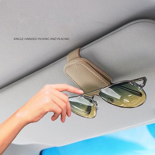 Car Leather Sunglasses Clip Sun Visor Mount Fastener Ticket Glasses Holder - Picture 10 of 22