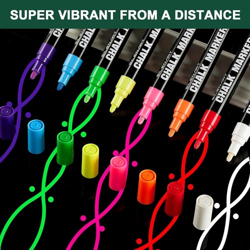 8 Liquid Chalk Markers Chalkboard Blackboard Whiteboard Glass Window Erasable - Picture 9 of 10