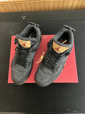 Size 9.5 - Jordan 4 Retro x Levi's Black Denim 2018 884498580943| eBay