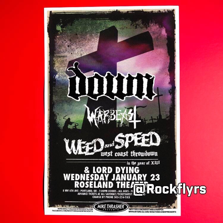 DOWN + WARBEAST 2013 Concert Promo 11x17 Street Poster. Portland Oregon