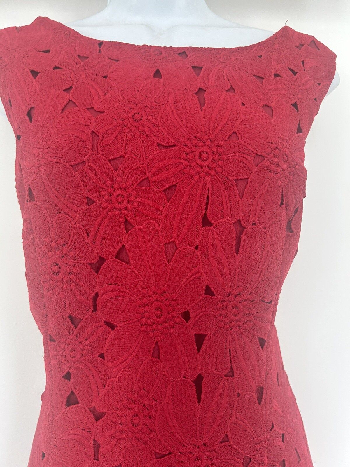 Gorgeous Phase Eight red lace midi wedding, cocktel dress UK 14 RRP £185