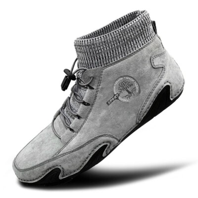 Men's Leather Casual Shoes Waterproof Lightweight High Top Flat