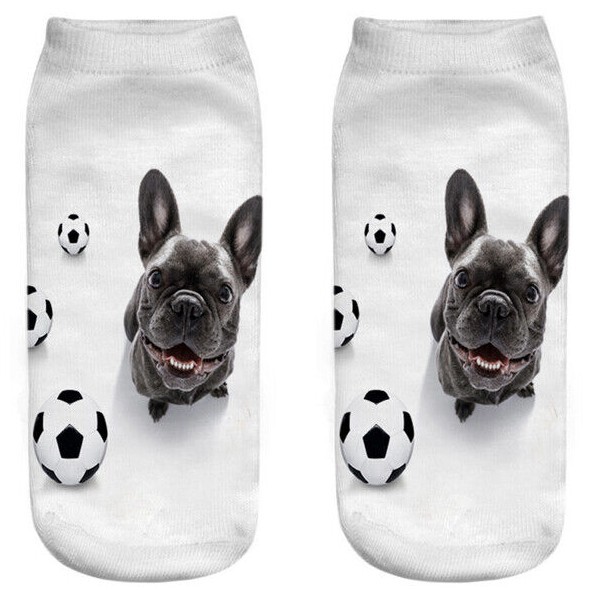 Chaussettes fille ado chien bouledogue français football fantaisiste lire  taille