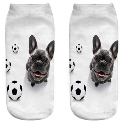 Girl Teen Socks Dog French Bulldog Soccer Whimsical Read Size New