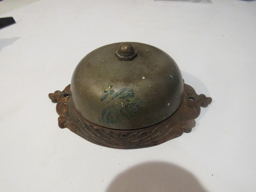 ANTIQUE Eastlake Aesthetic Style DOOR BELL Cover Cast Bronze 6 x 3" - Picture 2 of 3