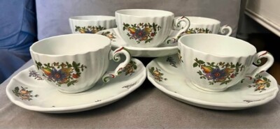 Made in Italy - Vintage Diamondstone Laveno Pescara Teacups and Saucers