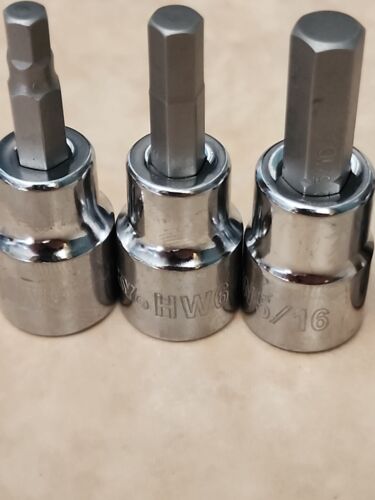 Husky Hex Socket Set 3/8" Drive 4 Pc Piece Bit Allen Key Metric MM 5/16 HW5 HW6 - Picture 3 of 5