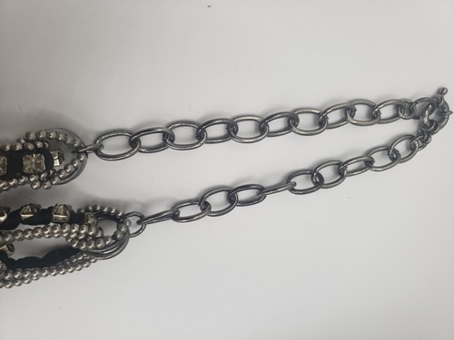 Banana Republic Womens Necklace Crystal Beaded Black Silver 12" Whimsygoth Y2K - Picture 6 of 9