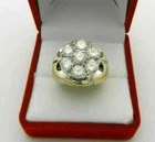 2CT Round Cut Real Moissanite Cluster Men's Wedding Ring 14k Yellow Gold Plated