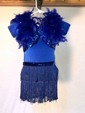Blue Youth  Adult Jazz/Tap/Musical Theatre Dance Costume W/ Feathers  Fringe