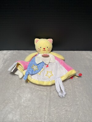 Doudou Et Compagnie Paris Lovey Cat Plush Kitten Stars Security Blanket Tags 7''