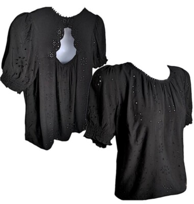 TORRID Deep Black Abbey Challis Eyelet Back Cutout Top NWT Size 2X