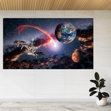 Space Shuttle Schiff Satellit 3D Ansicht Wandaufkleber Poster Aufkleber A751