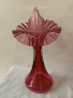 Fenton Cranberry Glass Jack in Pulpit Vase Tall Almost 11”