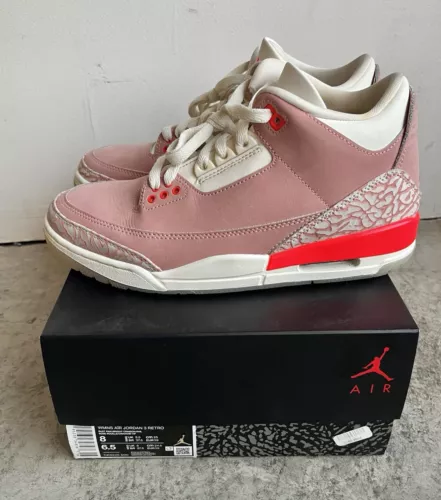 Nike Air Jordan 3 Retro Rust Pink Size 8W 6.5M CK9246-600 Cement Fire Red
