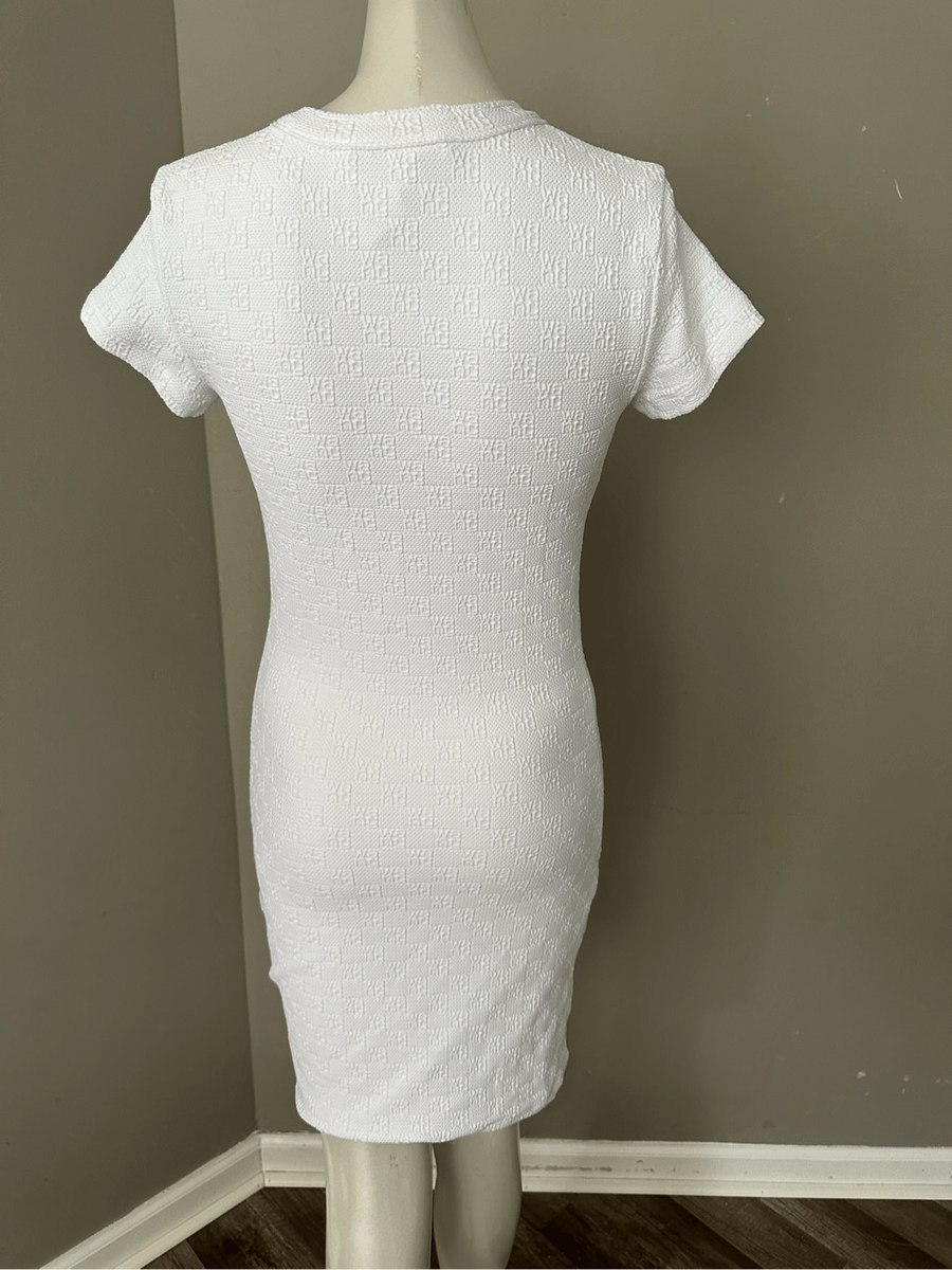 【関税&送料込】Alexander Wang Jacquard Mini Dress logo jacquard stretch short sleeve mini dress in CRADLE PINK