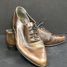 Vintage Womens Louis Carmini Volpe Borwn Leather Saddle Shoes 10 D Dress Retro