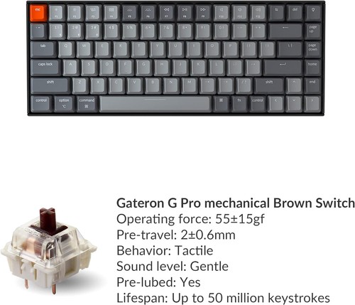 K2 75% Bluetooth Mechanical Gaming Keyboard - Gateron Brown Switch, LED Backlit - Picture 8 of 9