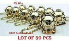Lot Of 50 PCs Solid Brass Scuba Diving Divers Mini Helmet Key Chain Ring Gift 
