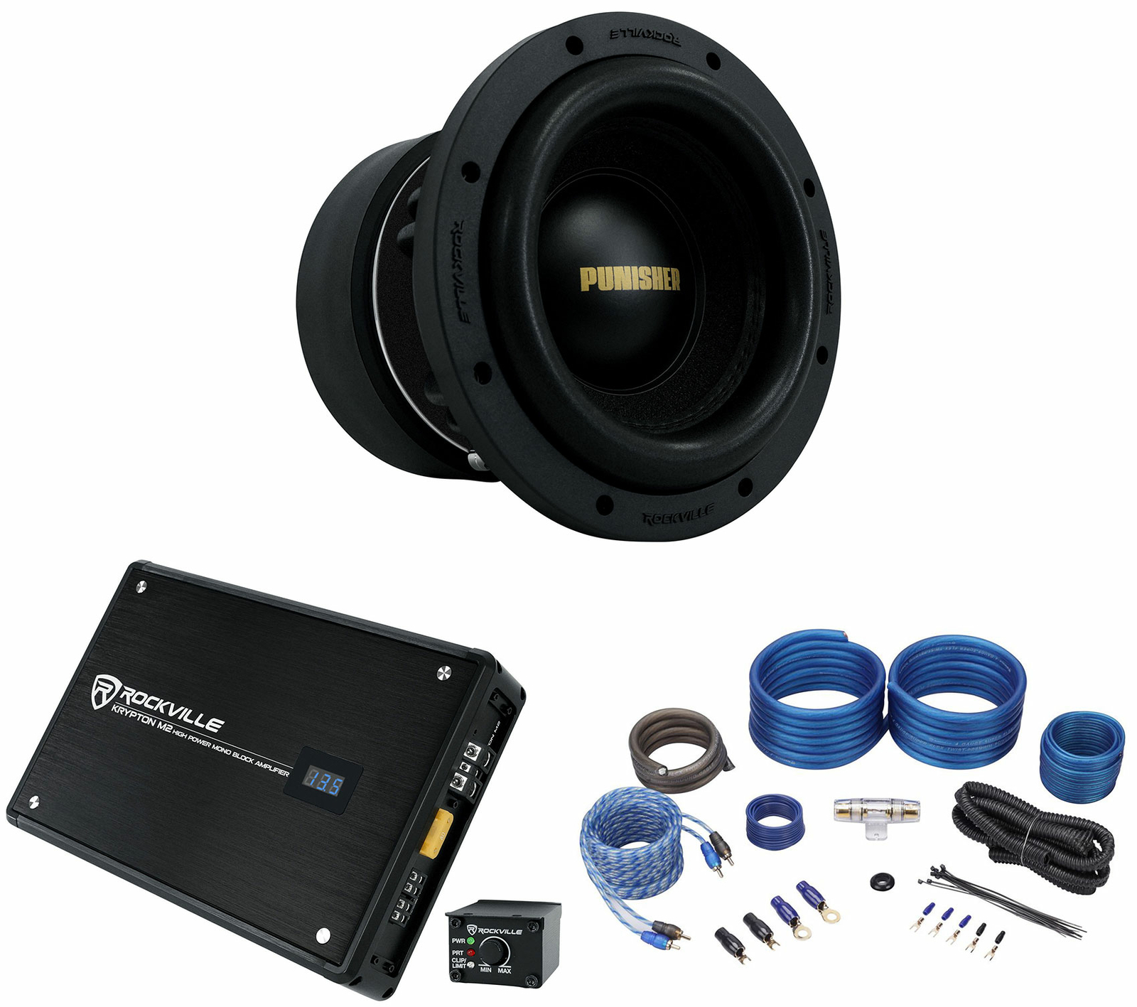 Автомобильный сабвуфер Rockville Punisher 8D2 мощностью 8750 Вт RMS для соревнований моноусилитель 41690₽