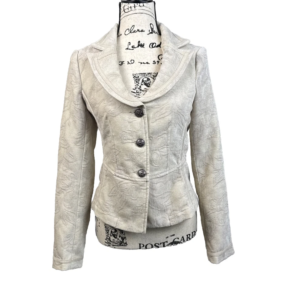 Kenar 夹克象牙提花 Concho 纽扣飞镖腰西波西米亚 S 码 — 第 4/4 张图片