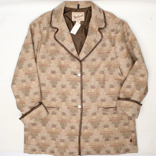 NWT Woolrich Coat Womens XL Beige Brown Southwest Aztec Woven Blanket Jacket USA