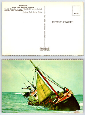 [E2] Postcard Unused, Ramonde Shipwreck Cape Cod Massachusetts