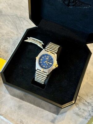 Breitling Wings Lady Quarz Edelstahl blaues Zifferblatt Metallband B67350