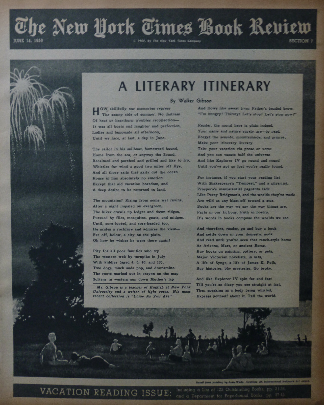 WALTER GIBSON JOHN WILDE LITERARY ITINERARY June 14 1959 NY Times Book  Review | eBay