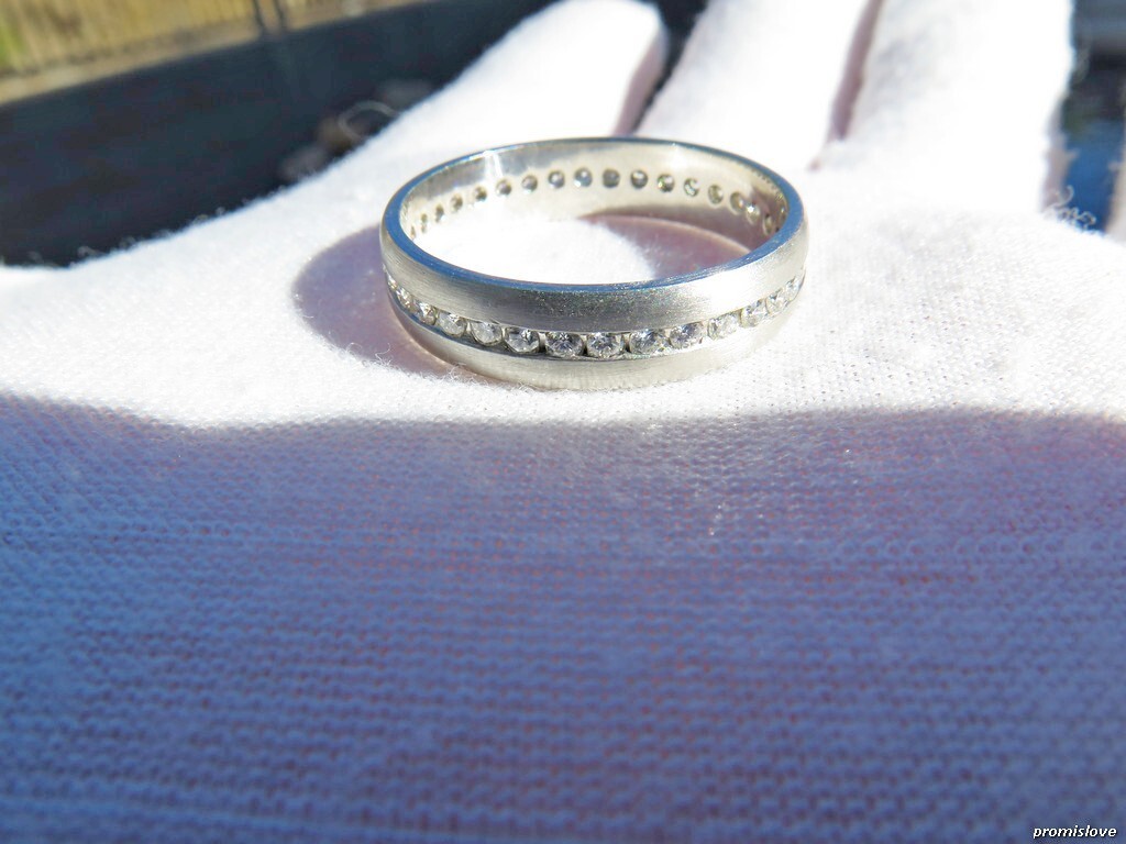 WEDDING RING SOLID PLATINUM 950 NATURAL DIAMONDS … - image 3