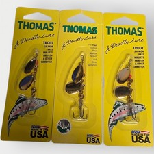 Thomas Double Spinn 1/6 OZ Nickel Gold LOT OF 3 NEW FREE SHIPPING Trout Bass